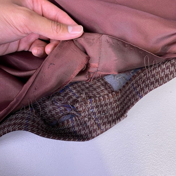 80s Piero Dimitri Sport Coat (38S) Mens Burgundy Gun Check Houndstooth VGUC - Picture 11 of 11